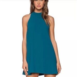 Lovers + Friends Lily Shift Mini Dress Size S In Emerald Green Halter Evening